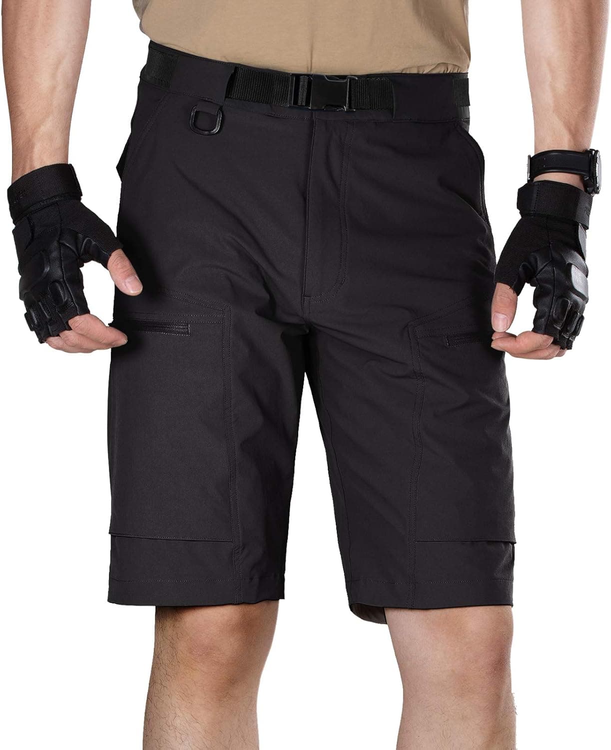 FREE SOLDIER Men's Cargo Shorts with Belt Lightweight Breathable Quick Dry Hiking Tactical Shorts Nylon Spandex
