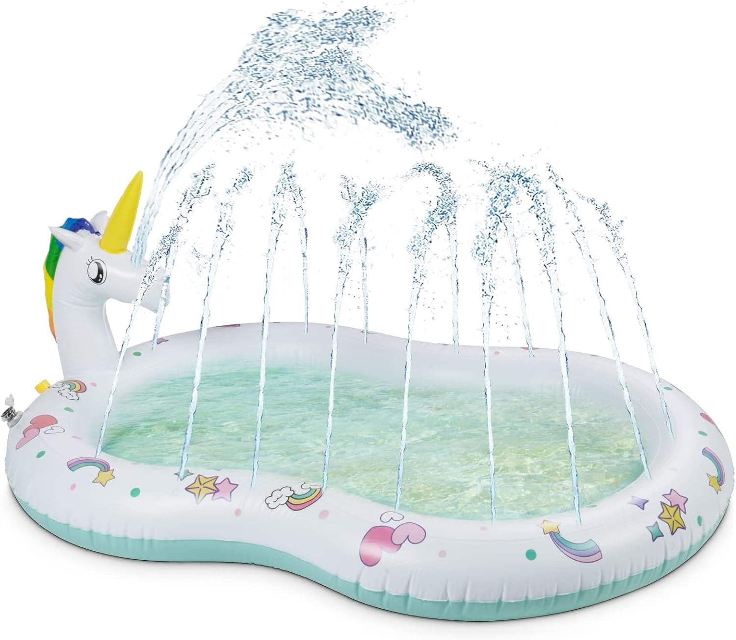 Future Way Inflatable Sprinkler Pool for Toddlers, 68 x 48 Inch Adjustable Splash Pad, Upgraded Outdoor Water Pool and Indoor Toy, Perfect Summer Gift for Girls, Unicorn Design