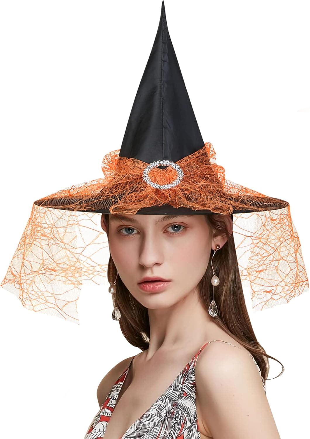 Halloween Witch Hats for Women Party Supplies Halloween Mesh Witch Hat