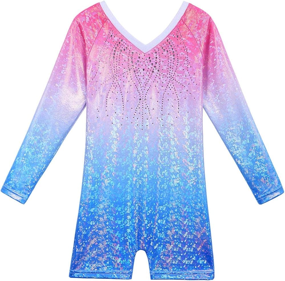 BAOHULU Leotard for Girls Gymnastics Toddler Sparkle Stripes Tank Biketards One Piece