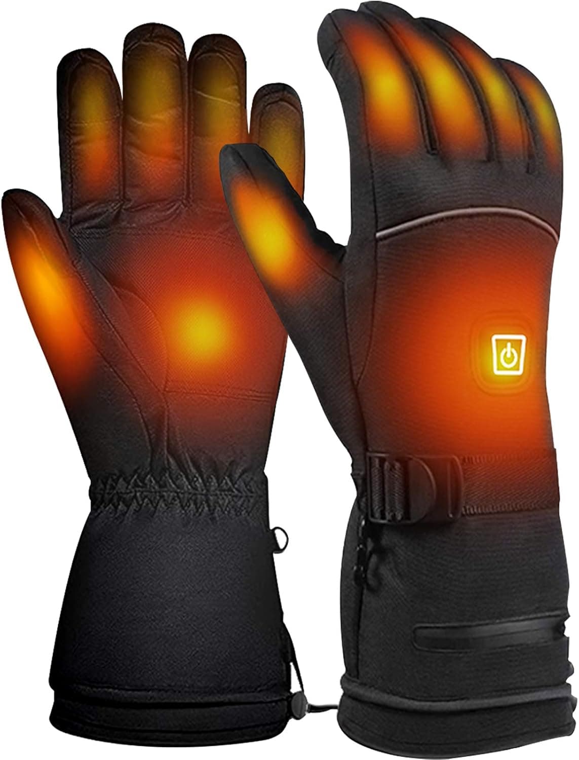 Heated Gloves, Battery Heating Ski Gloves -30 °F Cold Proof Winter Gloves, 3 Heating Level, up to 8hrs Warmth, Inner Waterproof Layer Windproof Motorcycle Gloves, Touchscreen Skiing Gloves Men & Women
