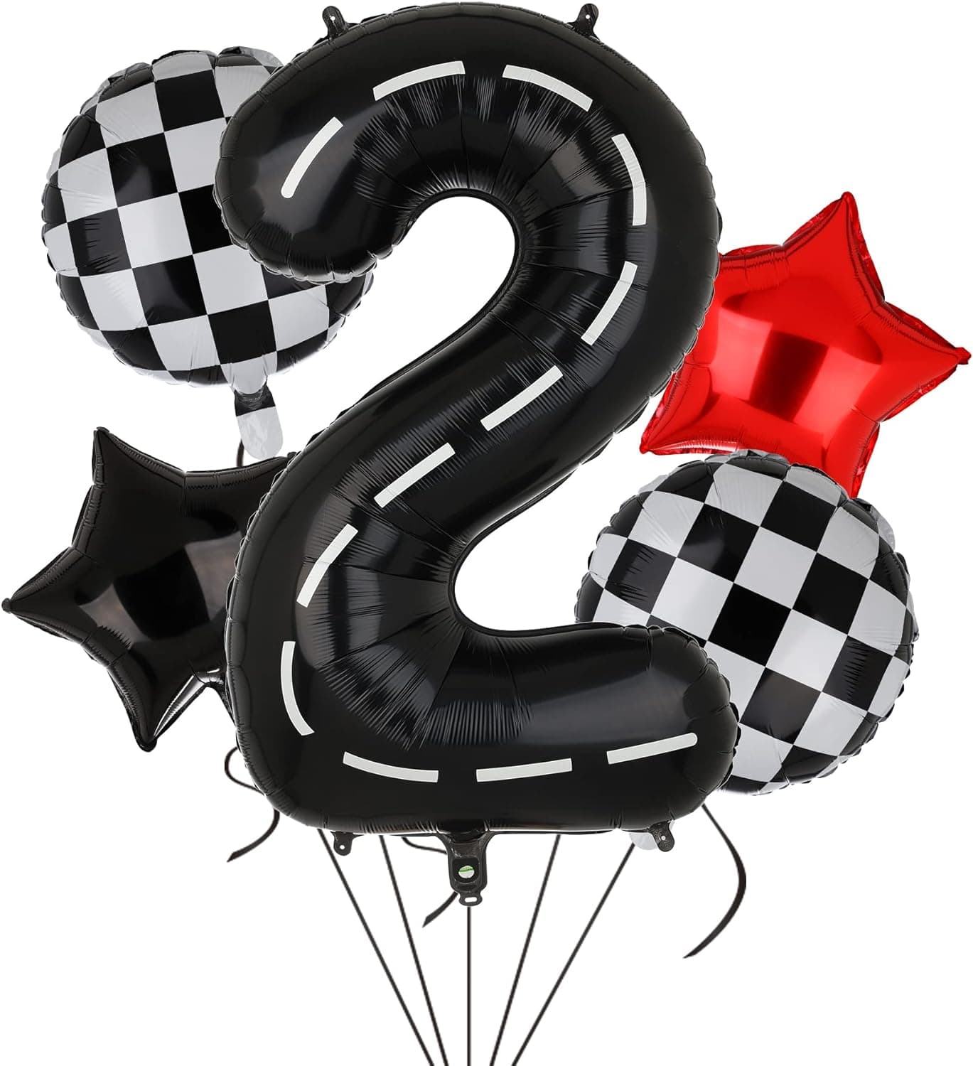 Race Car Birthday Balloons 40 Inch Racetrack Number Balloon 2 Black Boys Two Fast Birthday Race Car Theme Party Decor Supplies 5 Pcs Mylar Balloon