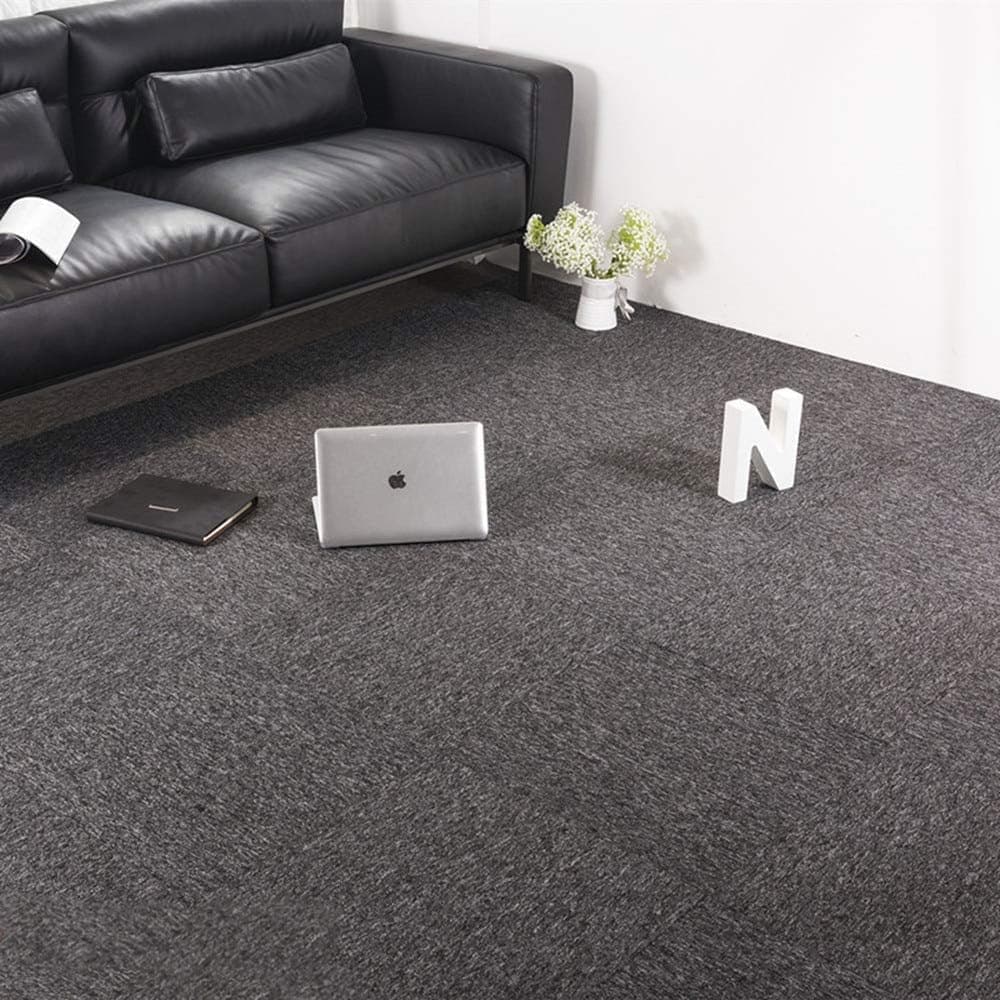 Carpet Tiles 20x20 inch for Bedrooms 9 Tiles Can Covered 25 Square Feet Living Rooms Kids Rooms Office Decor Dark-Grey