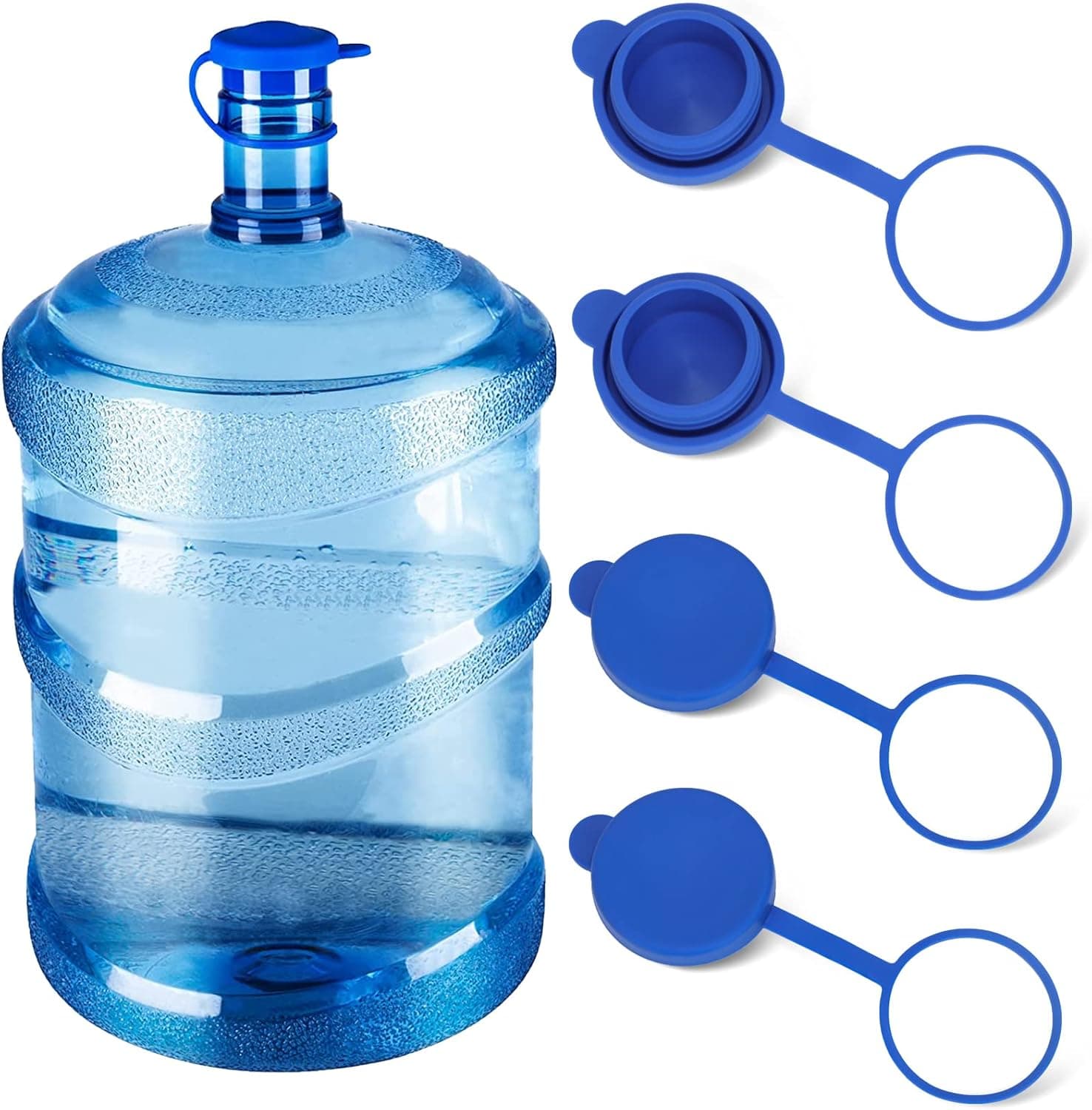 PICcircuit 5 Gallon Water Jug Cap, Reusable Replacement Cap, Silicone No Spill Top Lid Cover fits 55mm Bottles, Pack of 4