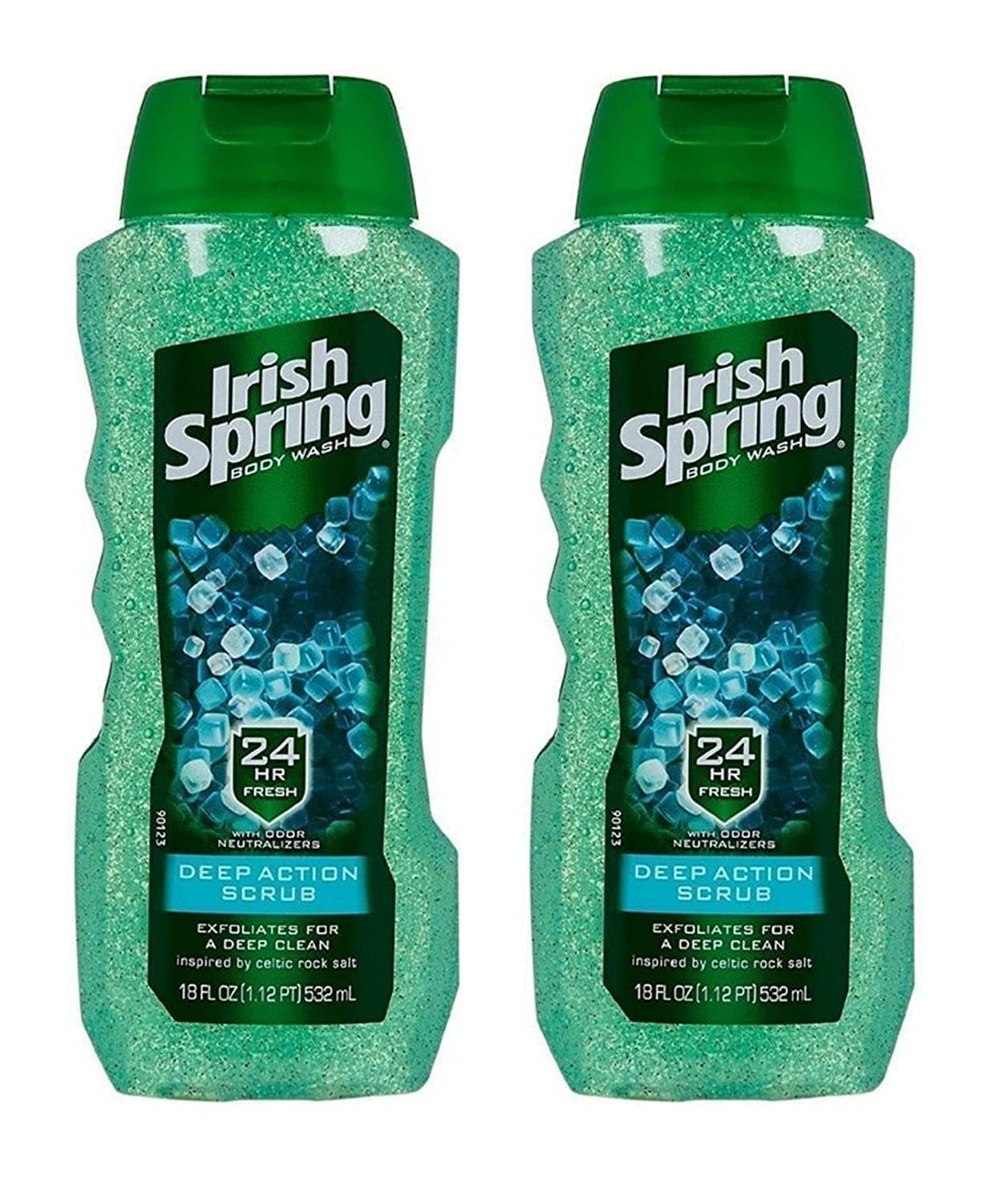 Irish Spring Body Wash Deep Action Scrub, 18 Fl Oz (Pack of 2)