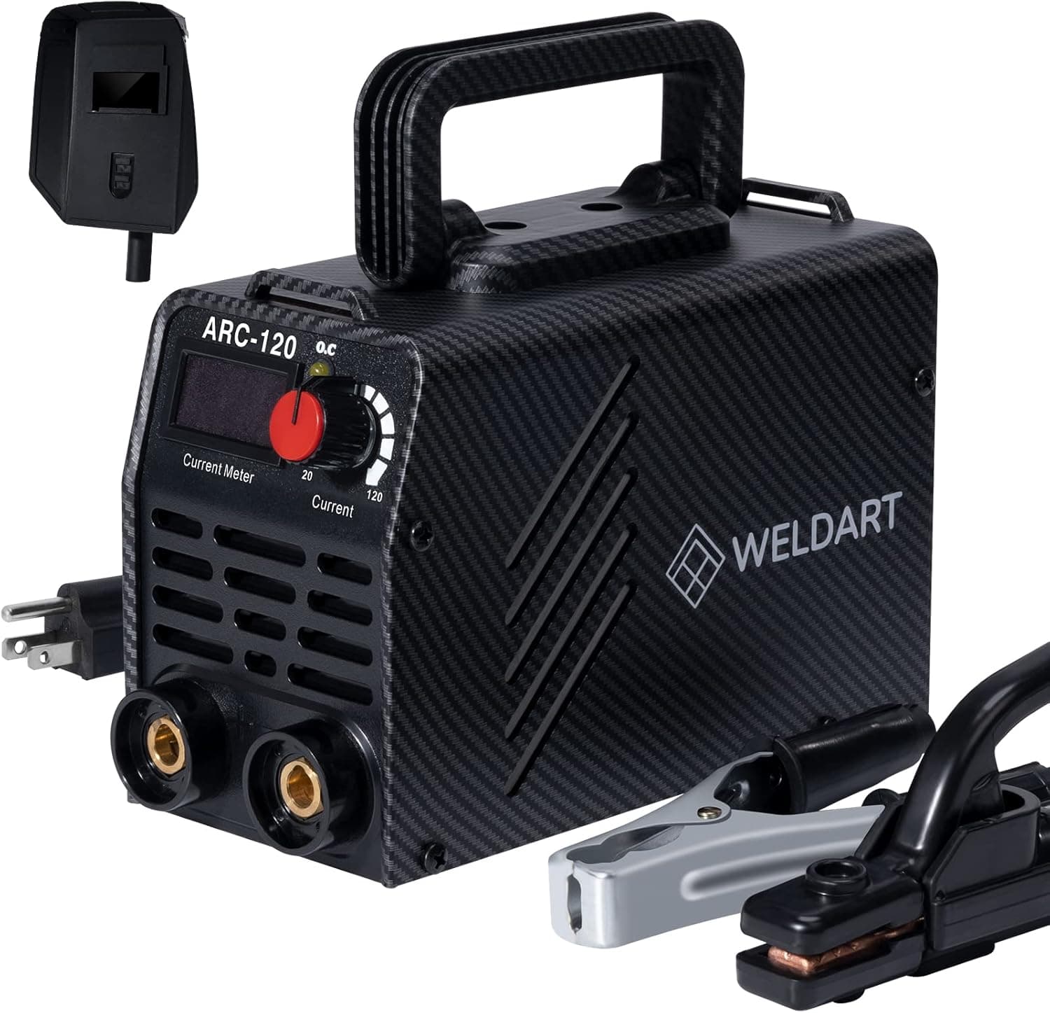 WELDART 110V Welder,120A ARC Welder Machine IGBT Digital Hot Start Welder with Electrode Holder,Work Clamp, Input Power Adapter Cable and Brush