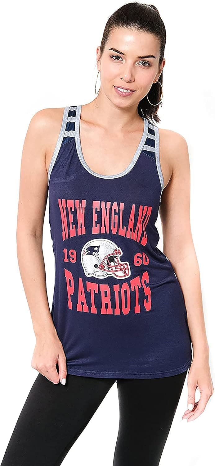 Ultra Game NFL Womens Jersey Mesh Striped Racerback Tank Top