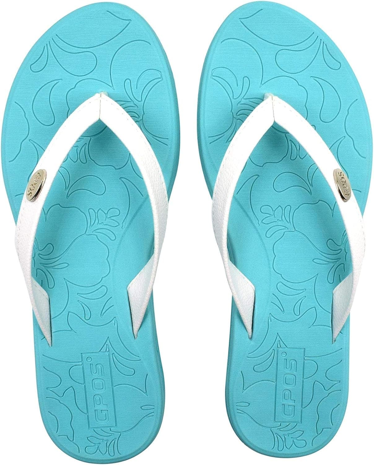 GPOS Womens Yoga Mat Flip Flops Comfortable Beach Leather Strap Thongs Sandals with Lightweight EVA Sole