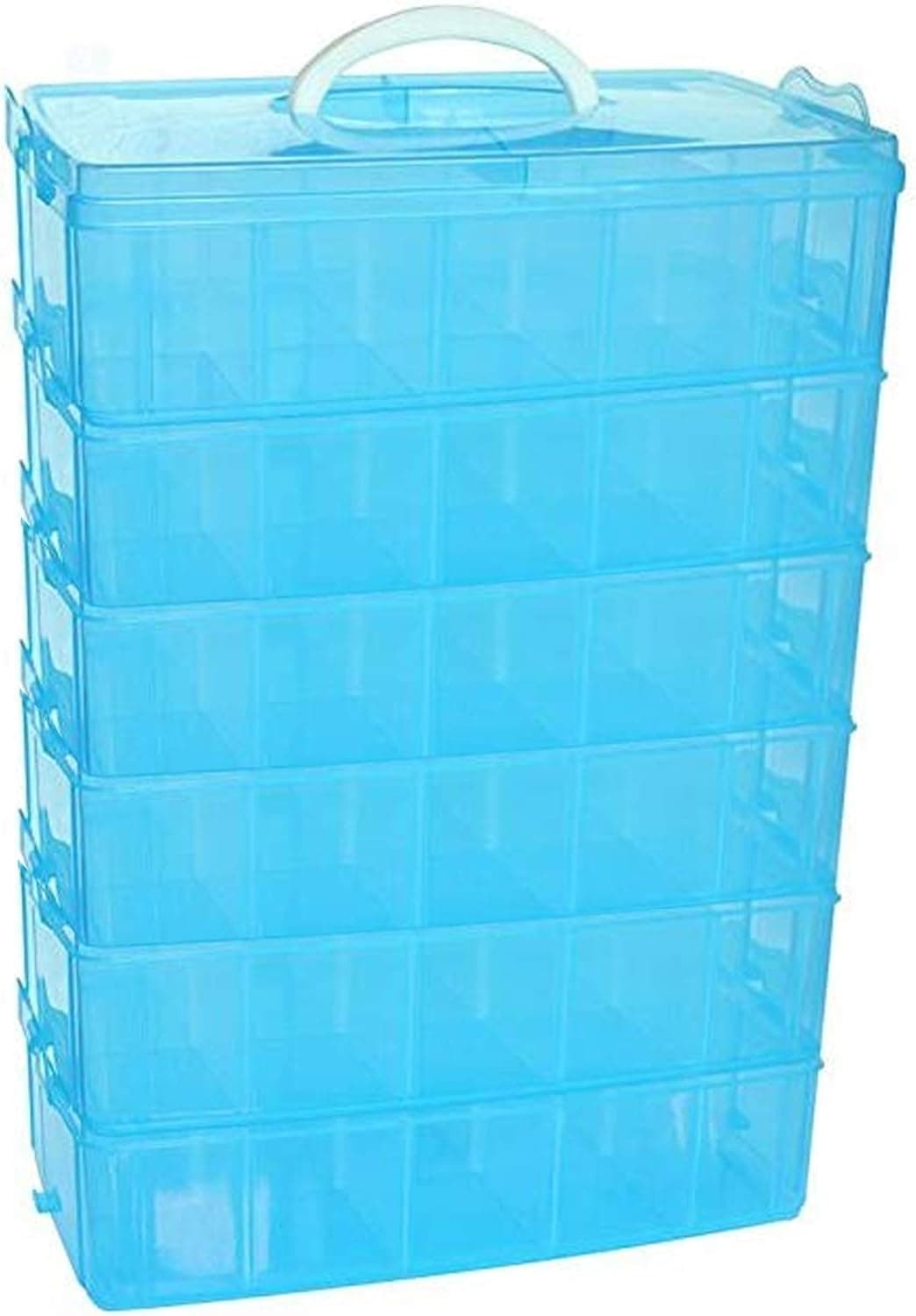 Totem World Collectible Trading Card 6 Tier Blue Storage Case - Deep Compartment Portable Box - Holds 6000 Standard Cards or Sleeves - Fits Pokemon, Yu-Gi-Oh, Magic The Gathering and Game Cards