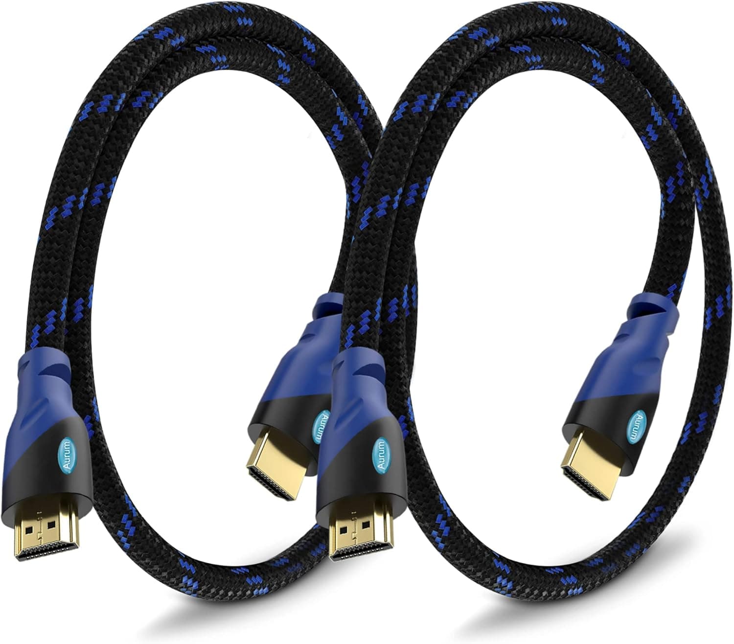 Aurum Ultra High-Speed 4k HDMI Cable with Ethernet for Gaming and TV - 2 Ft Braided Network Extender HDMI Cord Supports 3D, HDR, 1080P, ARC, Compatible with PC Laptops Xbox PS3 PS4 PS5, 2 Pack