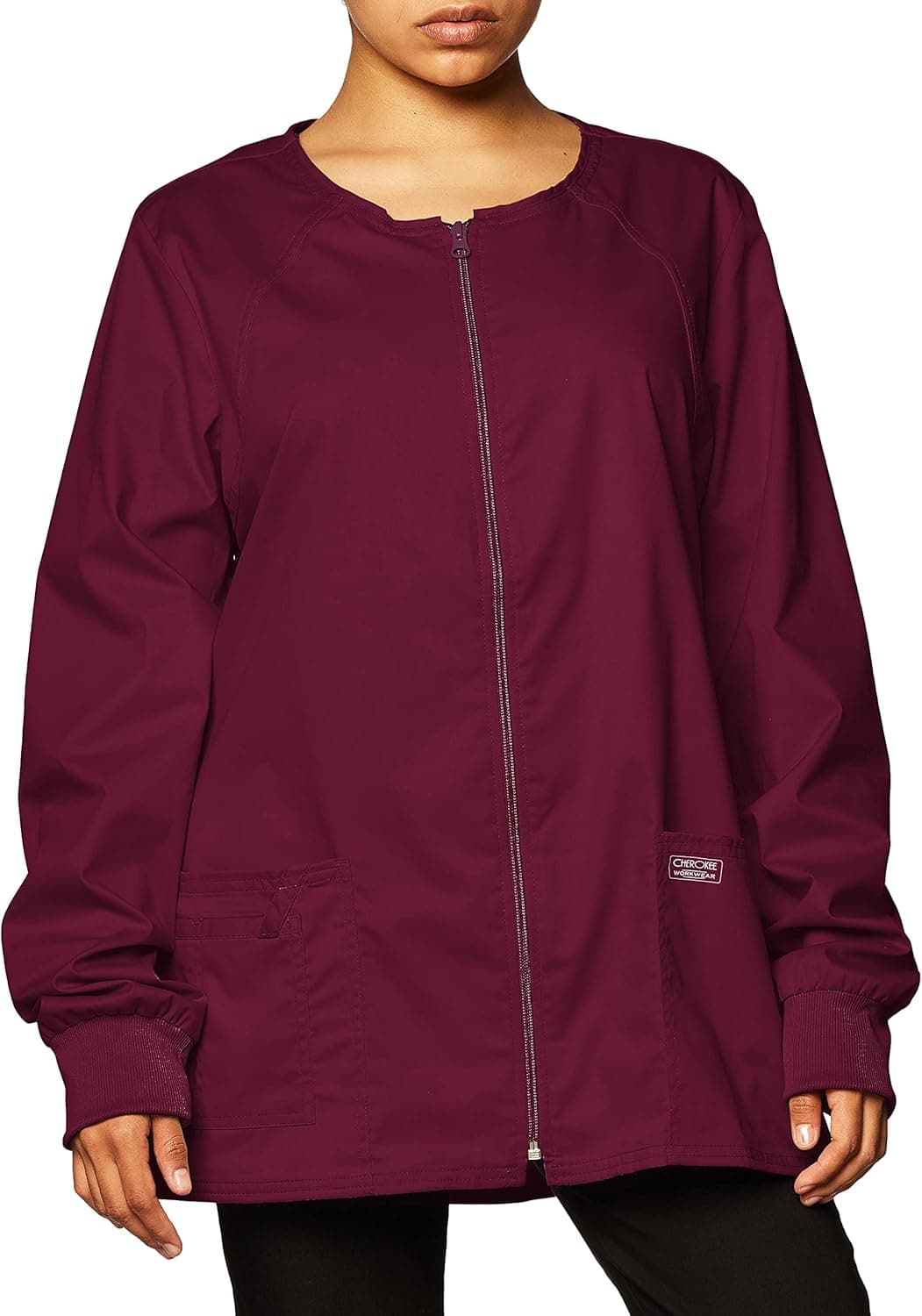 Zip Front Scrub Jackets for Women, Workwear Core Stretch Soft Brushed Twill 4315