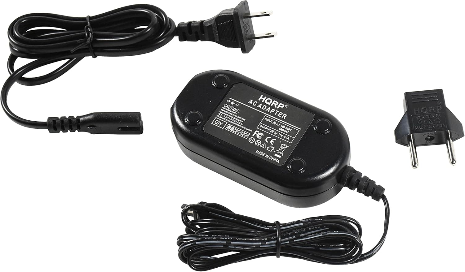 HQRP AC Adapter Charger Compatible with JVC GR-AXM18U GZ-HD5EK LY21103-002A LY21103-002B GR-D33US GR-D345E GR-D271 GR-D340U GRAXM18U Camcorder with USA Cord & Euro Plug Adapter