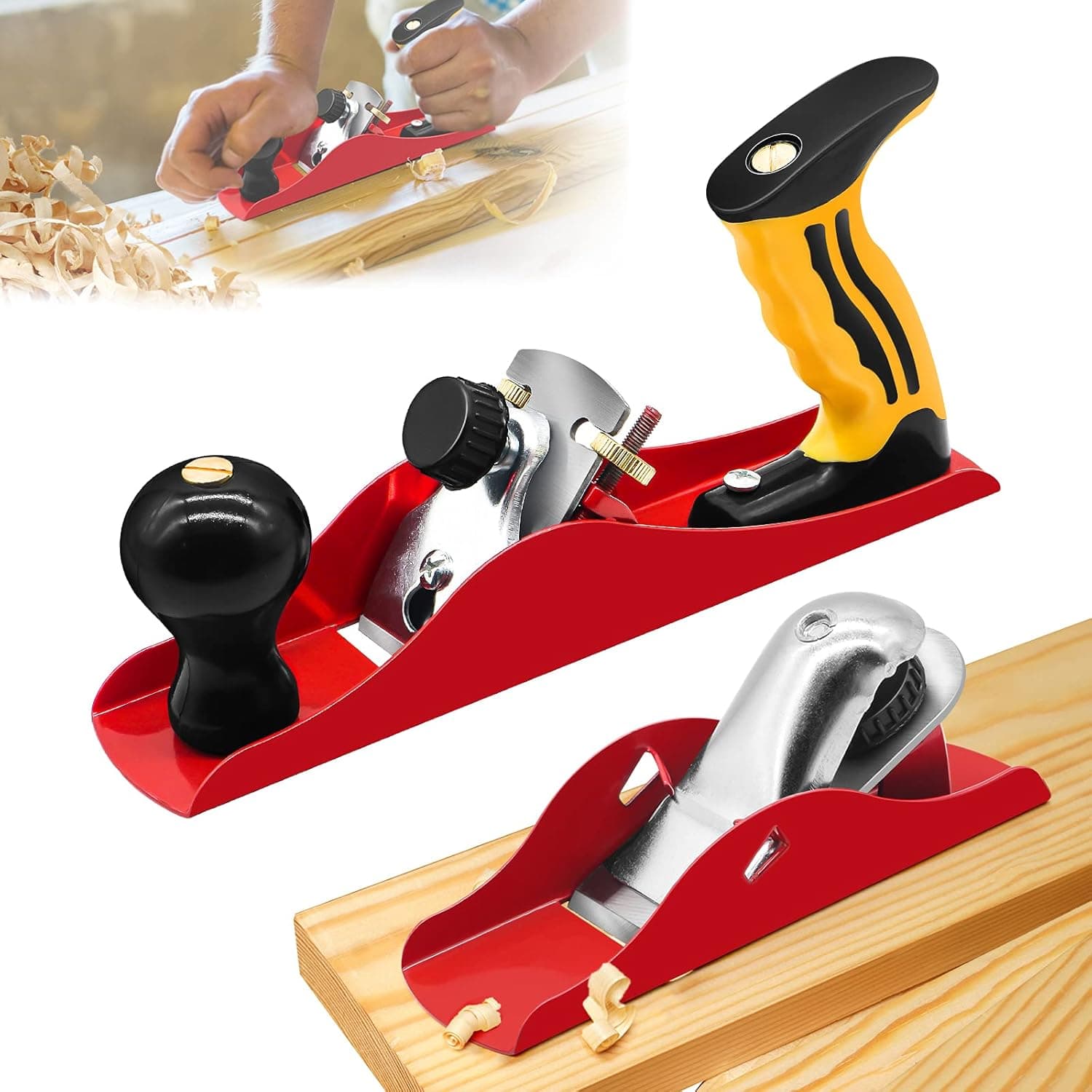 AshelyZ Wood Planer, Hand Planer Set 9.25'' & Mini Hand Planer, Planers Woodworking Tools Blade Easy Adjustable Balance & Control the Depth of Planer, Smooth Operation