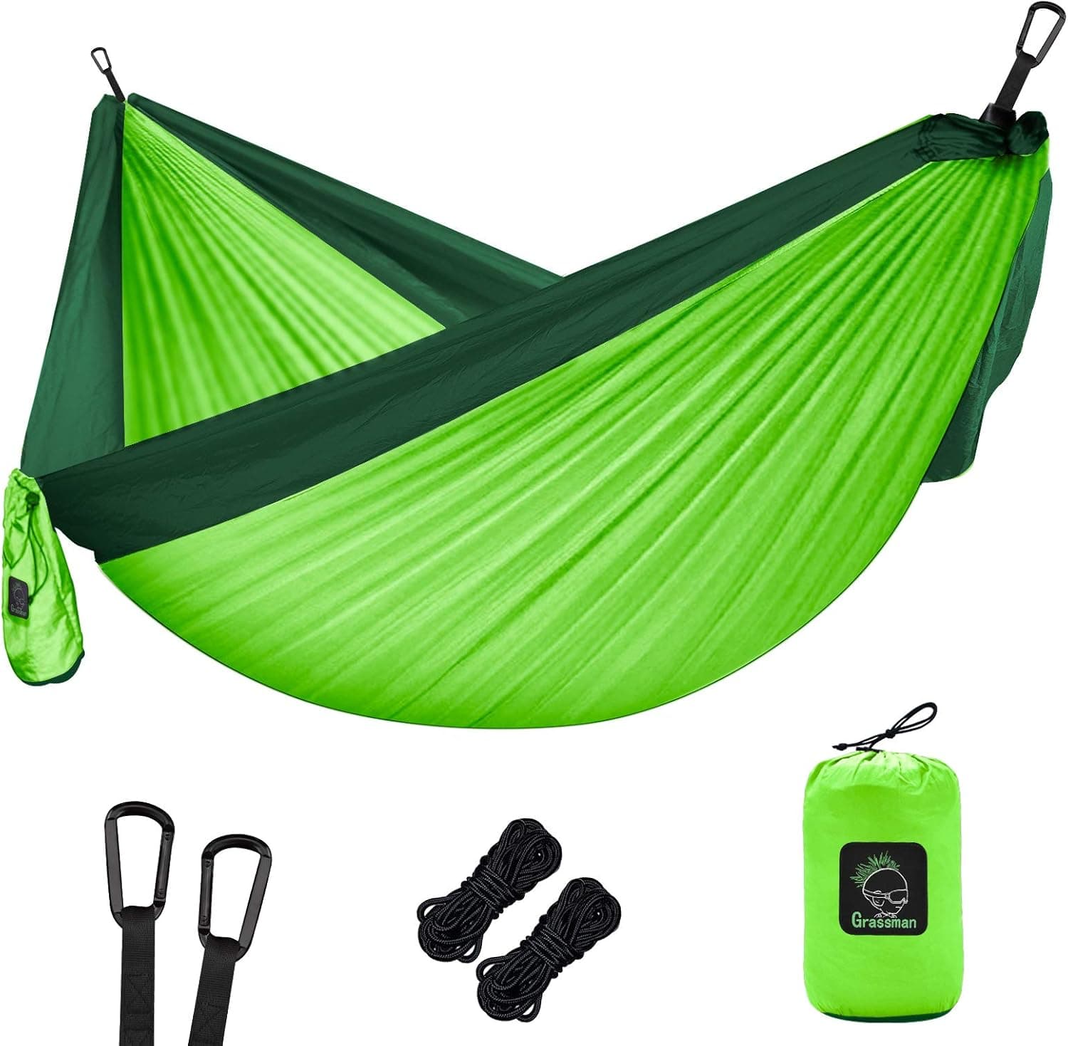 Grassman Camping Hammock Double & Single Portable Hammock with Tree Ropes, Lightweight Nylon Parachute Hammocks