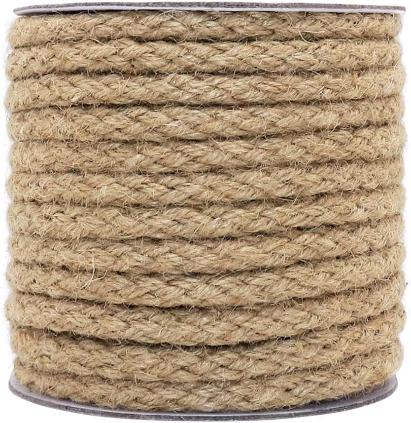 Tenn Well 8mm Jute Rope, 52 Feet Braided Jute Cord Thick Twine Rope for Crafting, Cat Scratching, Gardening and Decoration