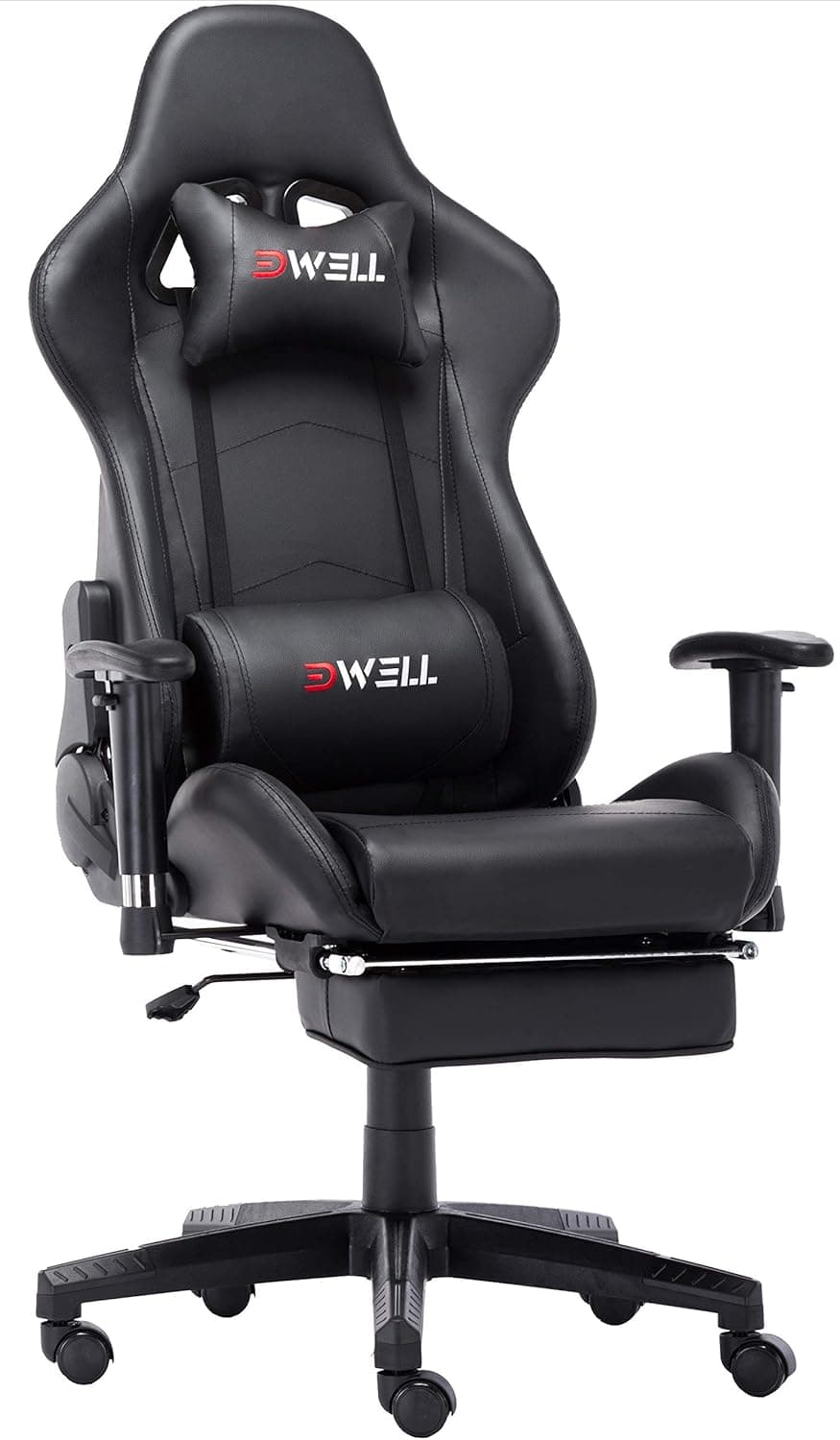 Gaming Chair with Footrest Gamer Chair Computer Chair Massage Gaming Chairs High Back Ergonomic Adjustable Office Chair with Headrest and Lumbar Support (Black-3)