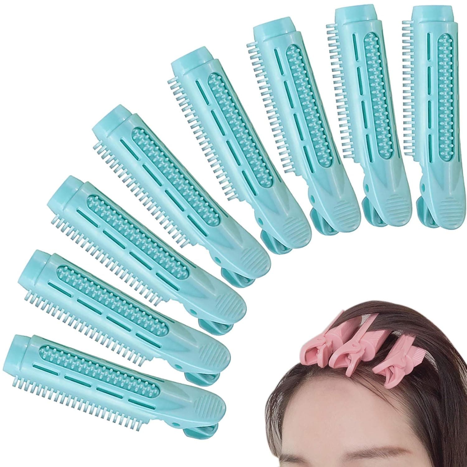 8 Pack Light Blue Careuoklab Hair Rollers Hair Curler, DIY Hair Styling Tools for Women Girls