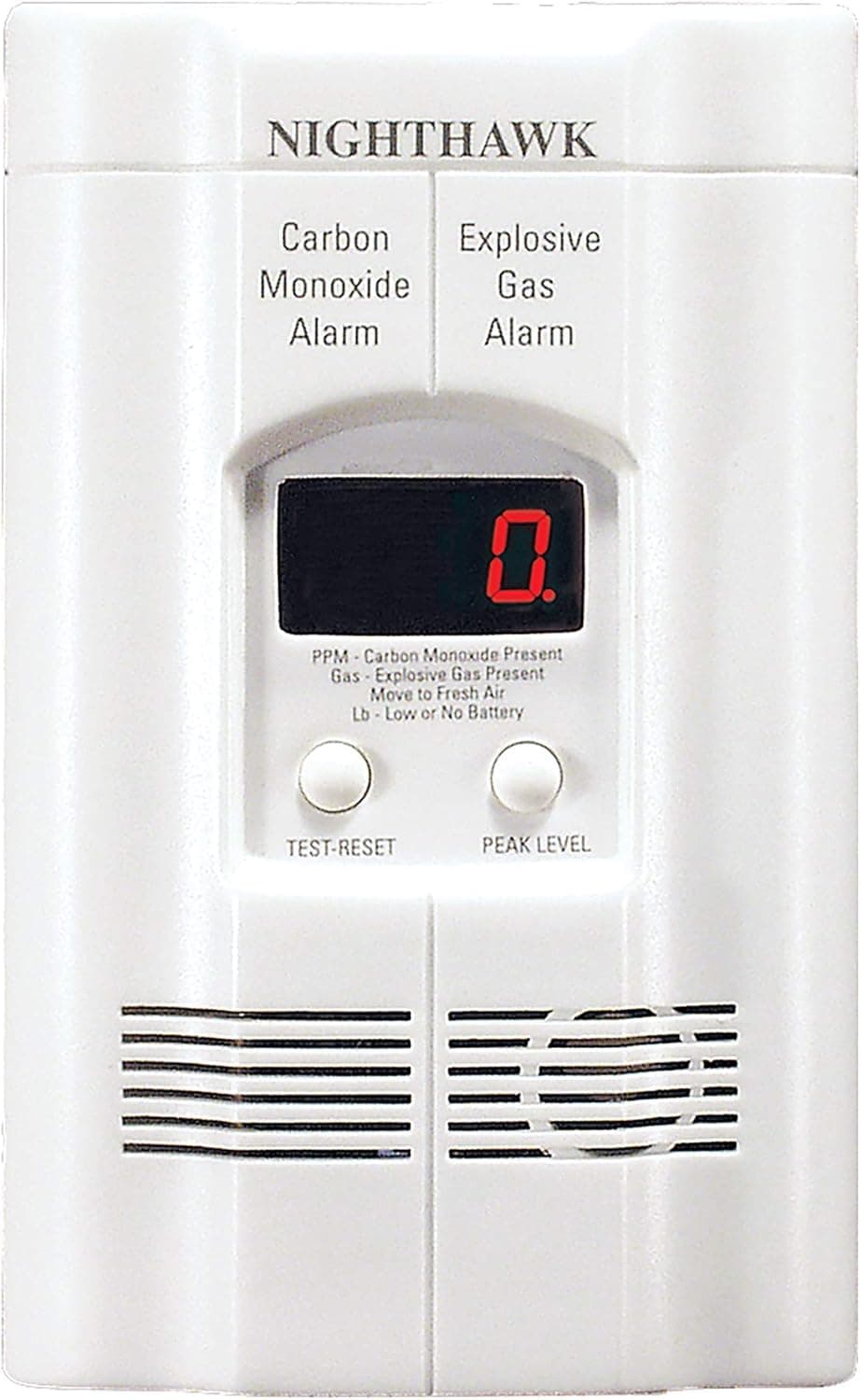 Kidde Nighthawk Carbon Monoxide Detector & Propane, Natural, & Explosive Gas Detector, AC-Plug-In with Battery Backup, Digital Display , White