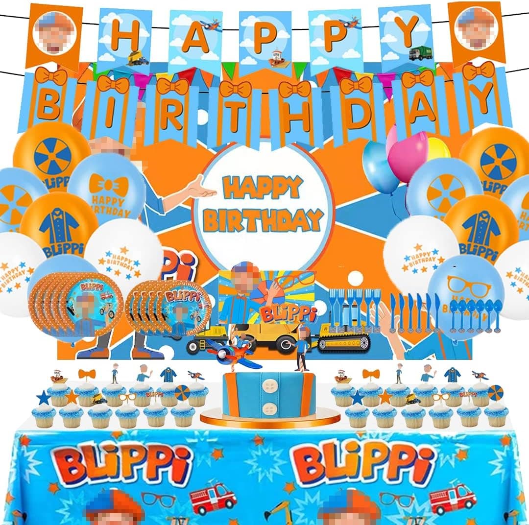 138pcs English Teacher Birthday Party Supplies For Kids Birthday Party Decorations, Includes Table Cloth, Cake Topper, Balloons, Birthday Banner, Chocolate topper, Knives, Spoon, Forks, Plates