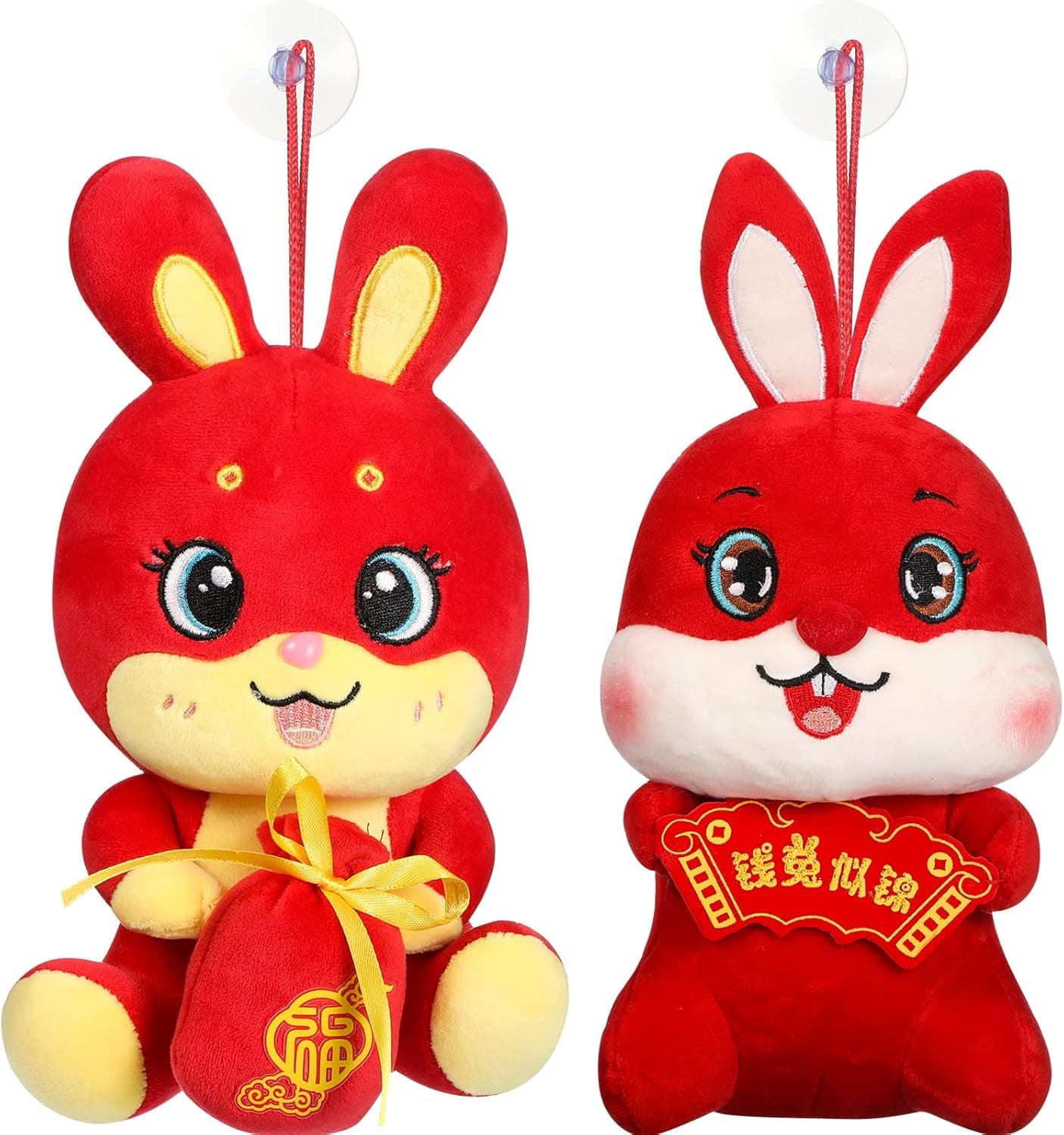 2 Pieces Year of The Rabbit Stuffed Animals 2023 Rabbit Plush Doll Toy Chinese New Year Decorations Bunny Plush Animal Mascot Rabbit Stuffed Animal Doll Ornament for Decor, 7.8 Inches