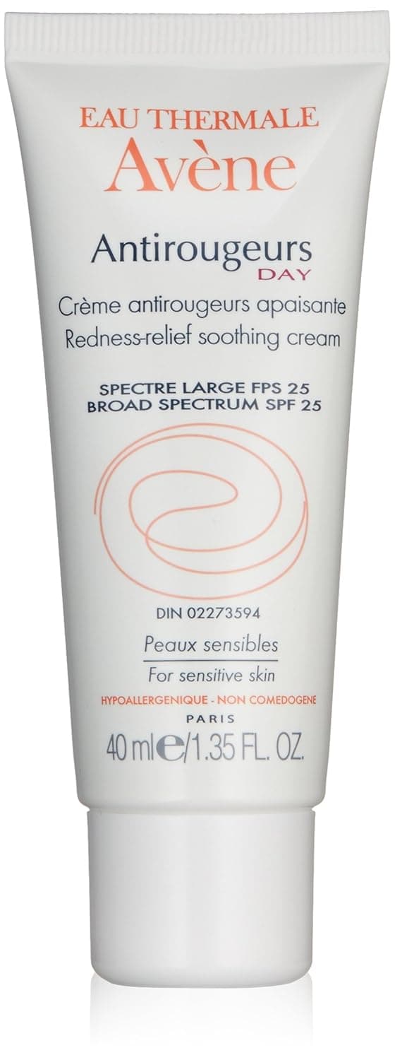Eau Thermale Avene Antirougeurs Day Soothing Cream SPF 25, Light Green Neutralizing Redness Moisturizer, Hypoallergenic, 1.35 oz.