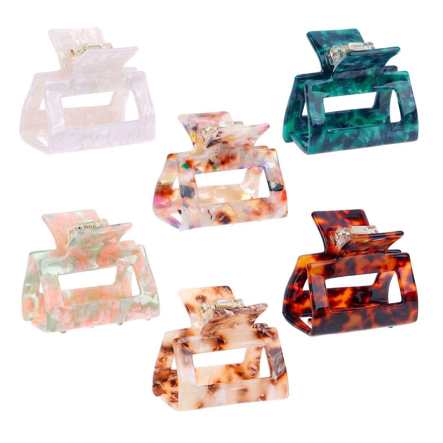 6PCS Hair Claw Clips Barrettes Strong Hold Big Hair Claw Clips Fashion Accessories for Women Girls 6 Color (S)