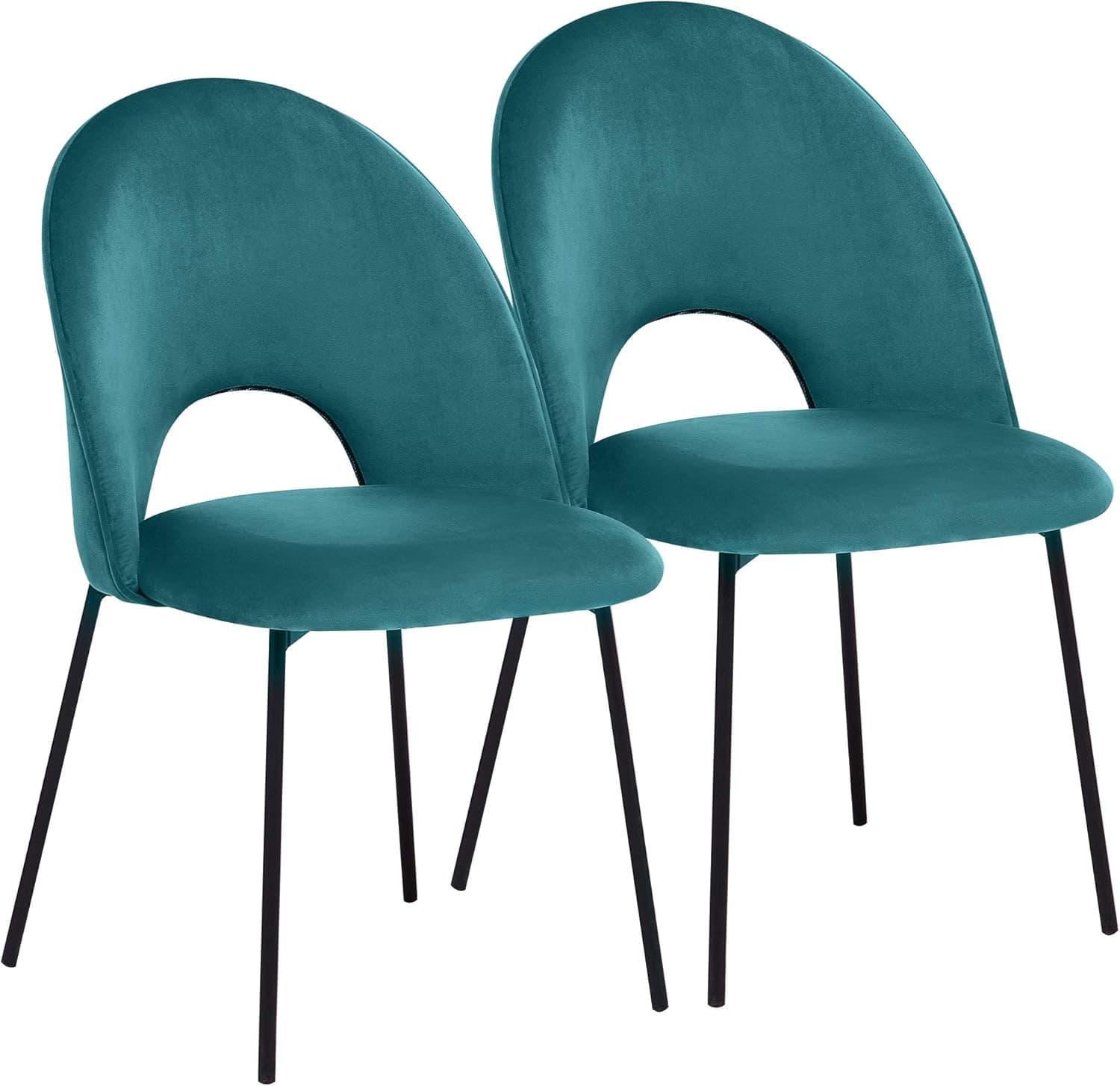 ERGOREAL Velvet Dining Chairs Set of 2, Mid Century Modern Accent Side Chairs, Retro Velvet Upholstered Dining Chair Green