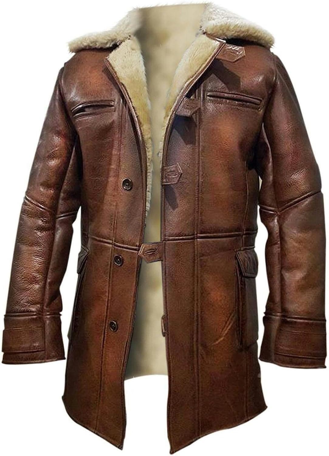 Bane Coat Knight Rises Tom Hardy Shearling Winter Brown TDKR Leather Jacket Mens