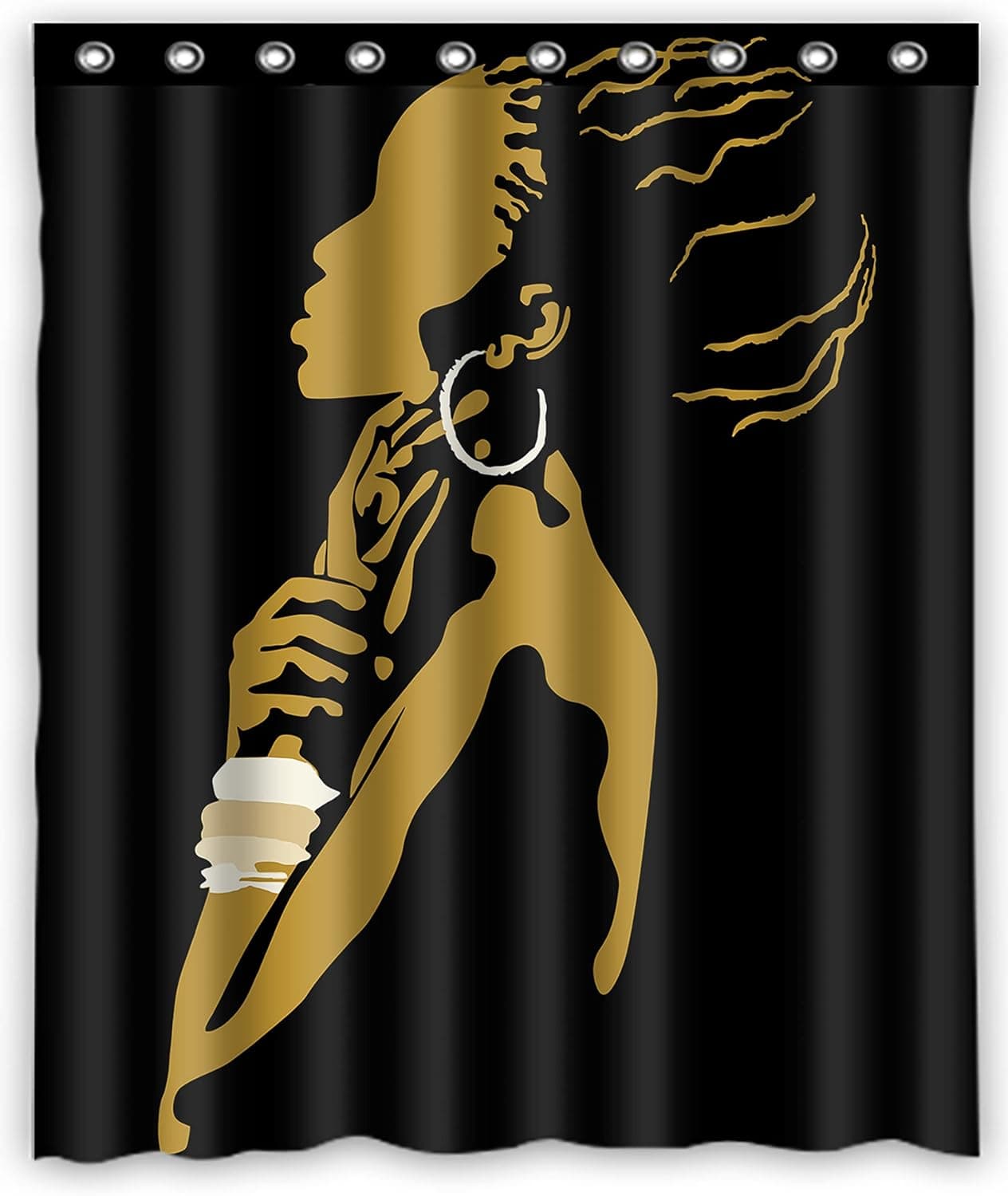 KXMDXA Waterproof Bathroom African Woman Shower Curtain Polyester Fabric Shower Curtain 60 X 72 inch