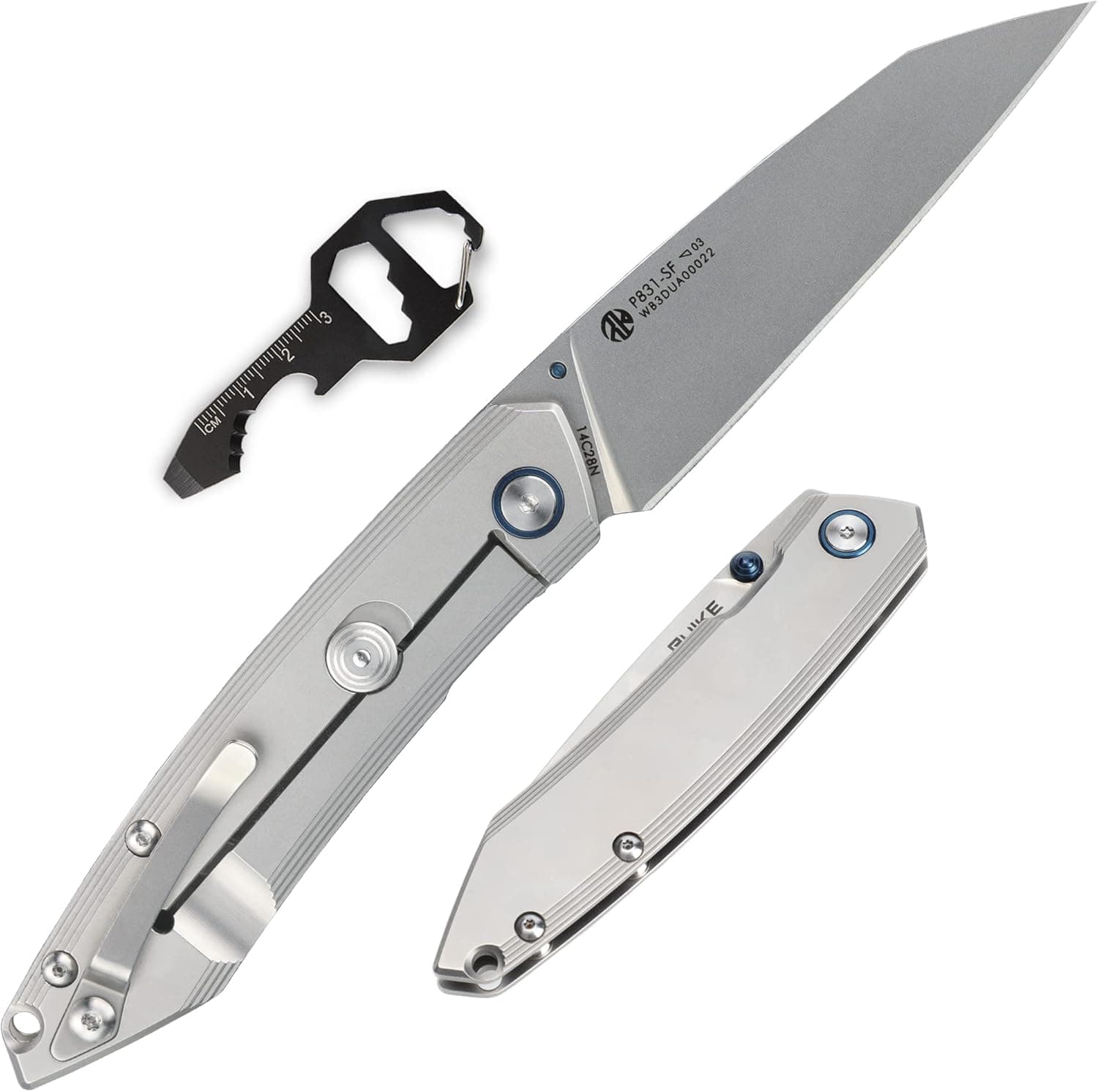 Ruike Small Pocket Folding Knife,14c28n,Frame Lock,Ball Bearing Fast Opening,Men Women Edc Tactical Camping Hunting Survival Gravity Microtech Flipper,Belt Clip,3.35 Inch Stainless Steel Blade Harnds,Lightweight Rescue Self Cool Outdoor Gear Tool