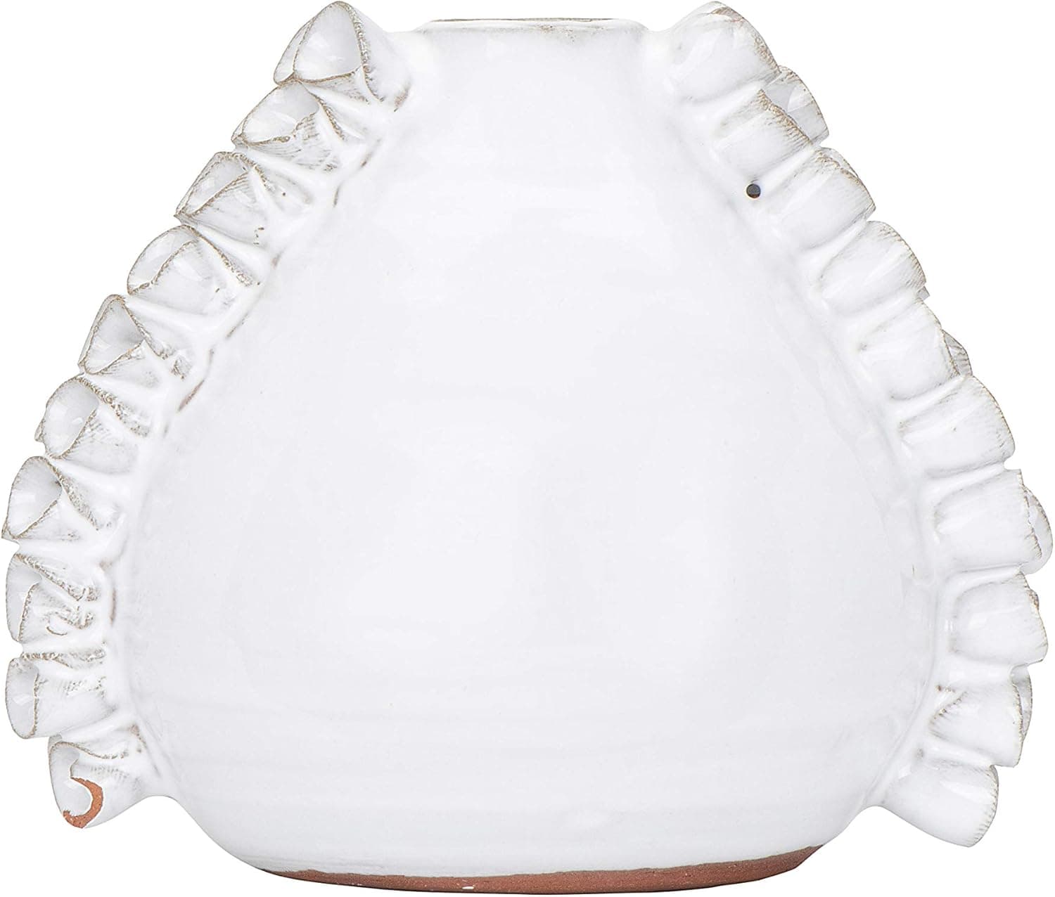 Creative Co-Op Handmade Flower Terracotta Vase, 4.5" Round, White