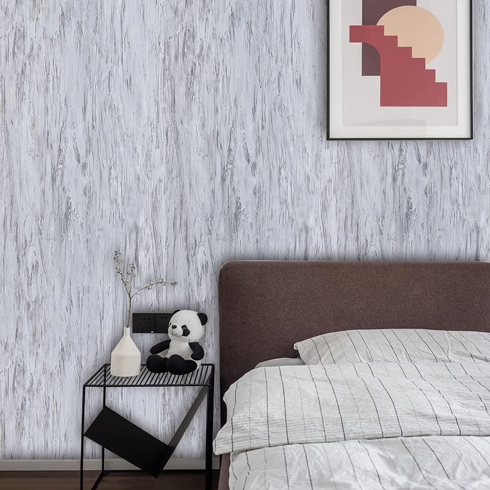 15.7''×118" White Grey Wood Wallpaper Peel and Stick Wood Grain Contact Paper Self Adhesive Removable Wallpaper Wood Look Wallpaper Home Decoration Cabinet Shelf Draw Liner Vinyl Film Wall Covering
