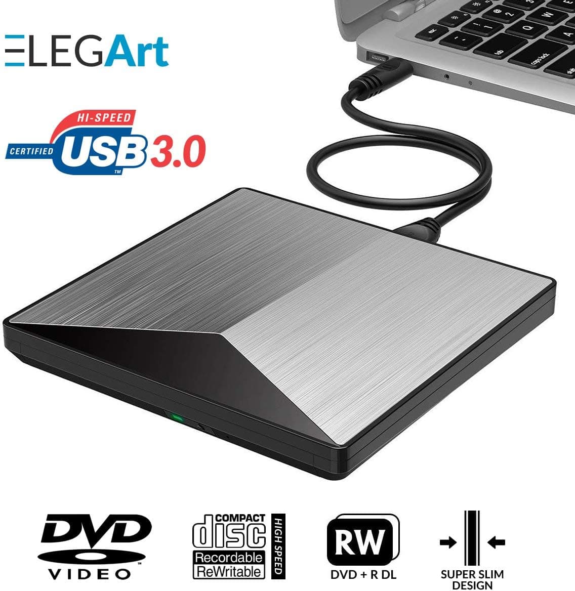 External DVD Drive for Laptop & Desktop | Unique Design, USB 3.0 External CD Drive | Portable CD/DVD Player & Burner with for Windows, Linux & Mac OS