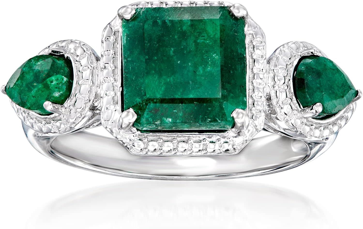 Ross-Simons 2.50 ct. t.w. Emerald Ring in Sterling Silver. Size 8