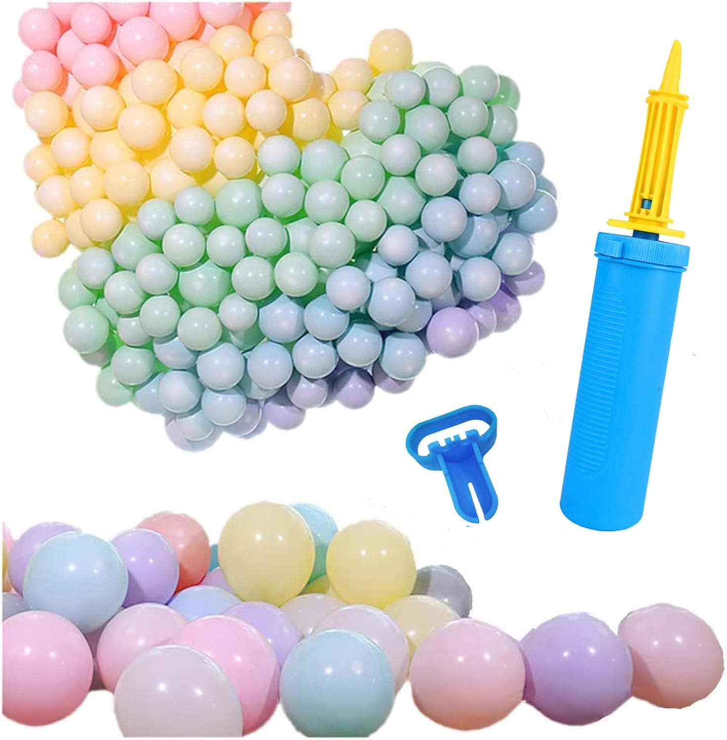 MUYEE 100 Assorted Color Balloons 10 Inches Kinds of Rainbow Party Latex Balloons With Balloons hand pump ,Latex Balloons for Party Decoration, Birthday Party Supplies or Arch Decoration
