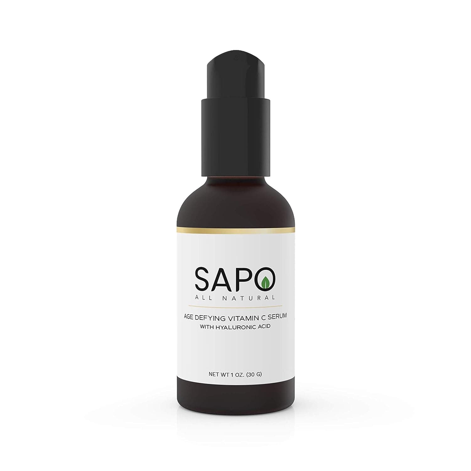 Sapo All Natural Vitamin C Serum - Exfoliating, Nourishing & Skin Brightening - Made with Hyaluronic Acid, Chamomile, Carrageenan, Orange Extract & Citrus Oil - 1 Fl Oz