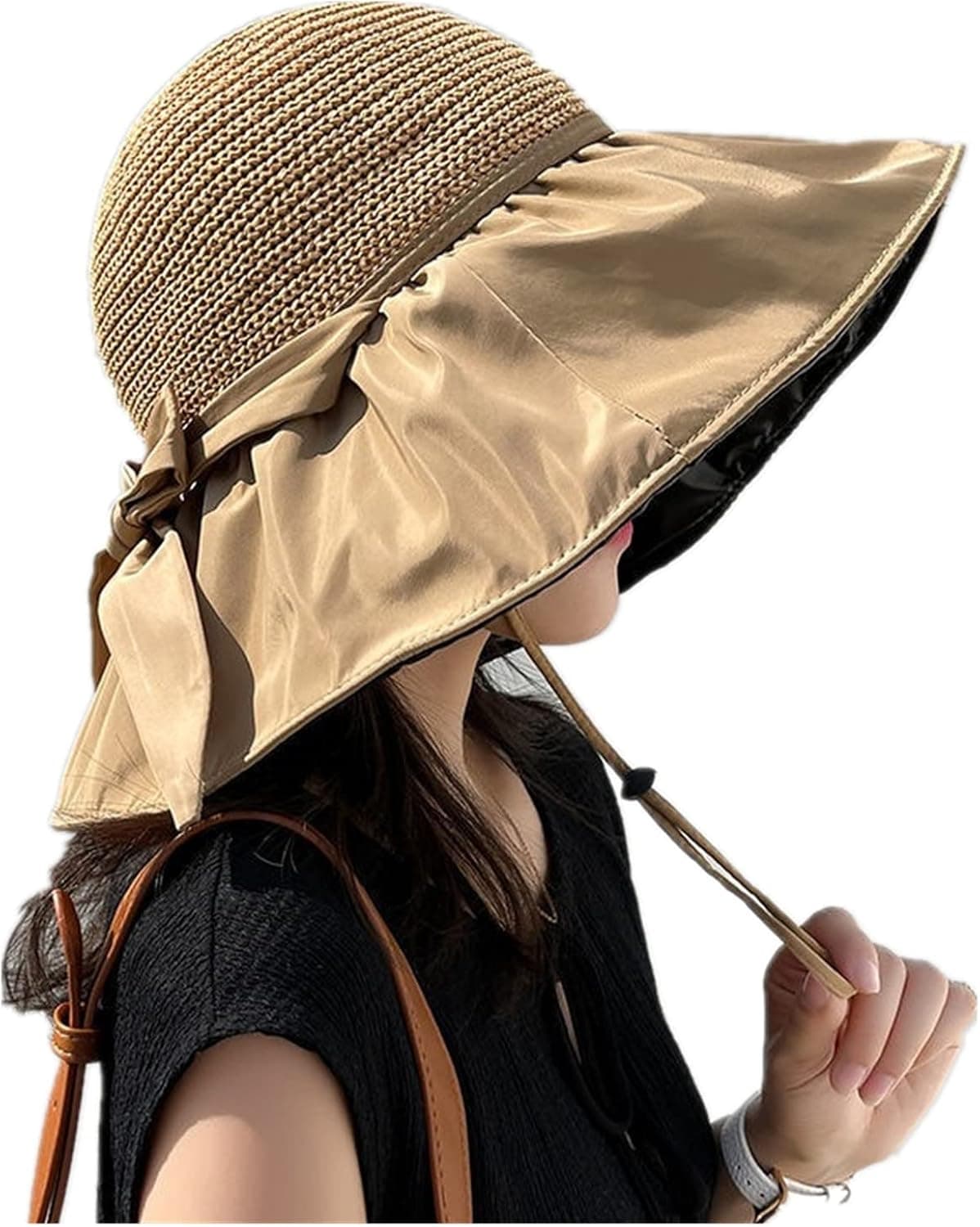 HONGPAS Women Vintage Rollable Fisherman Sun Cap Bucket Hat UV Sun Protection Wide Brim Summer Beach Cap
