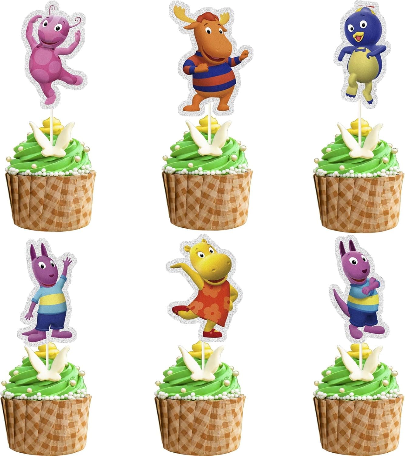 LYNHEVA Glitter The Backyardigans Cupcake Topper, The Backyardigans Theme Birthday Party Suppliers, The Backyardigans Cupcake Decoration, The Backyardigans Party Favor