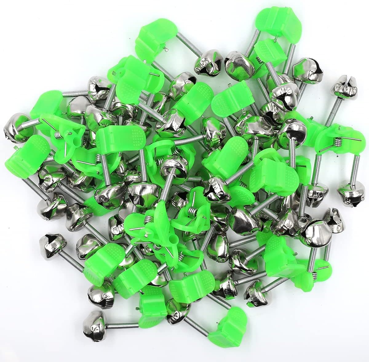 DAFURIET 50 Pieces Fishing Alarm Bells, Plastic Fishing Rod Clips with Dual Alert Bells