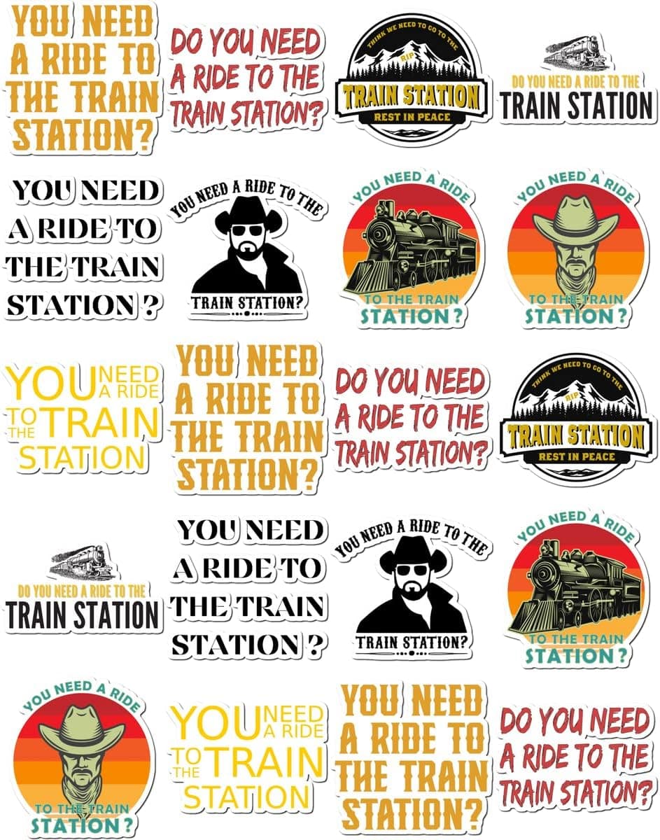 Stickers 20 Pcs Per Pack You Vinyl Need Waterproof A Colorful Ride Aesthetic to Laptop The Train Station Skateboard Bike Bumper Car Guitar Water Bottle Luggage, White, 2.1 x 2.1 inch