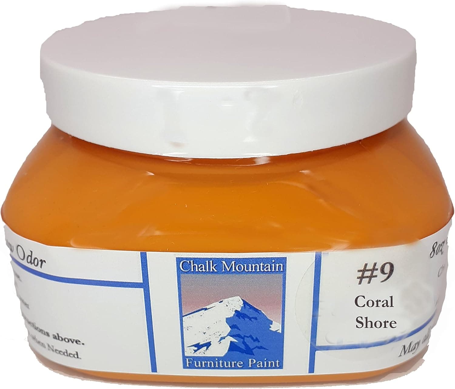 Chalk Mountain Brushes Quality Chalk Furniture Paint. Zero VOC and Low Odor. 54 Beachy and Earthy Colors. (8oz #9 Coral Shore)