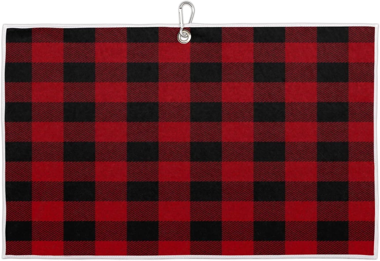 Red Black Plaid Golf Towel, Classic Grid Microfiber Golf Towels for Golf Bags with Clip Golfer Funny Golf Gift for Men Women 15X24in
