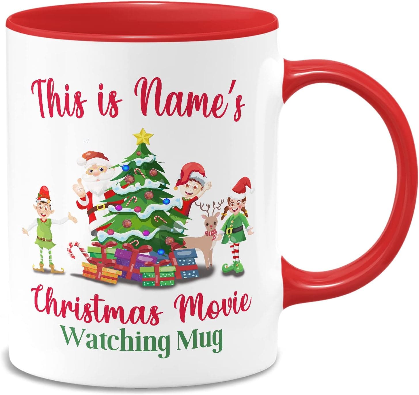 GUGOSTAR Custom Unique Christmas Movie Watching Mug Funny Coffee Mug Christmas Decor Birthday Holiday Hot Chocolate Gifts Idea For Women, Friends, Kids - 11Oz Or 15Oz