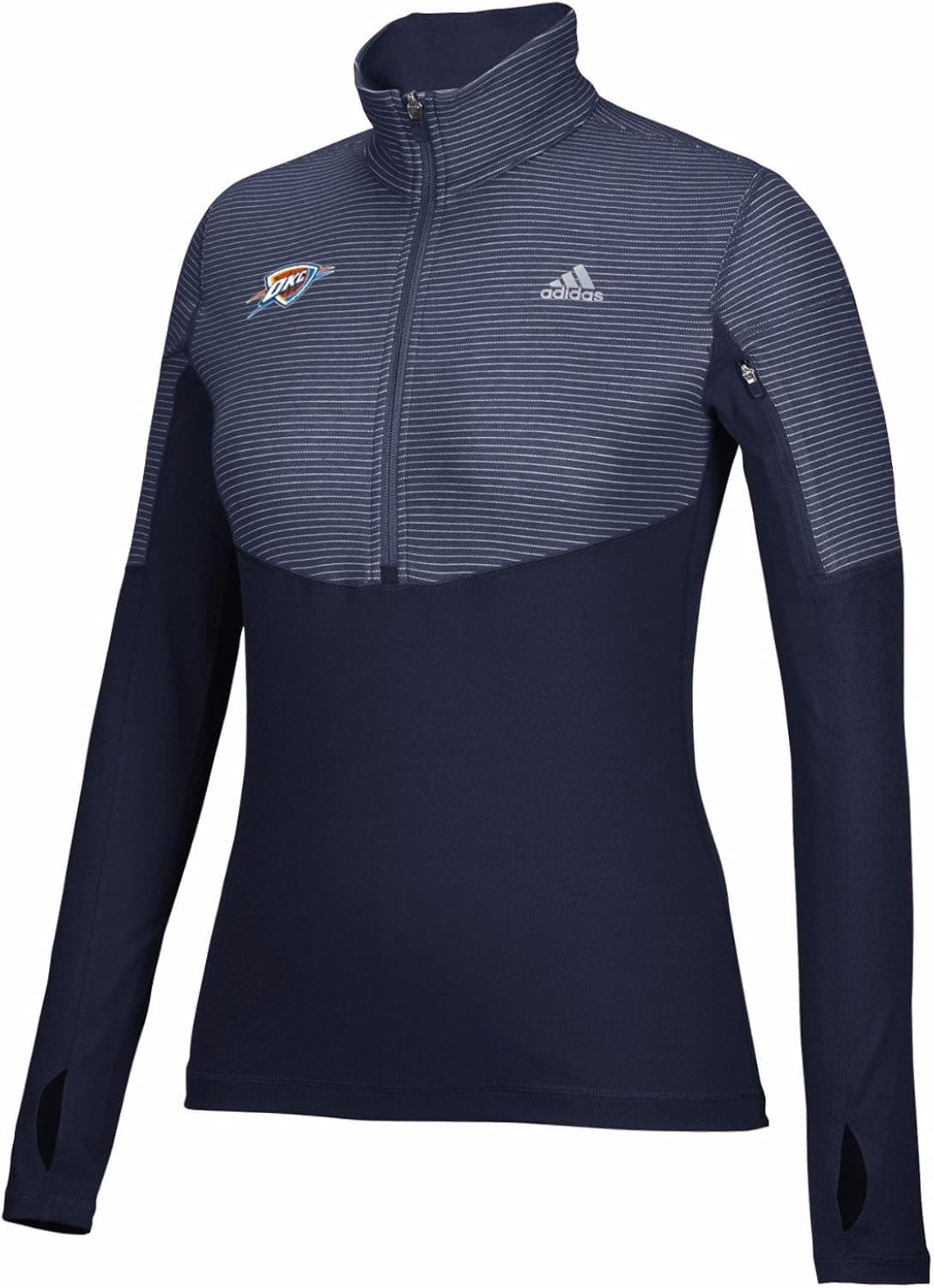 adidas Oklahoma City Thunder NBA Navy Blue Lightweight Climalite Half Zip Team Logo Pullover Jacket for Women (L)