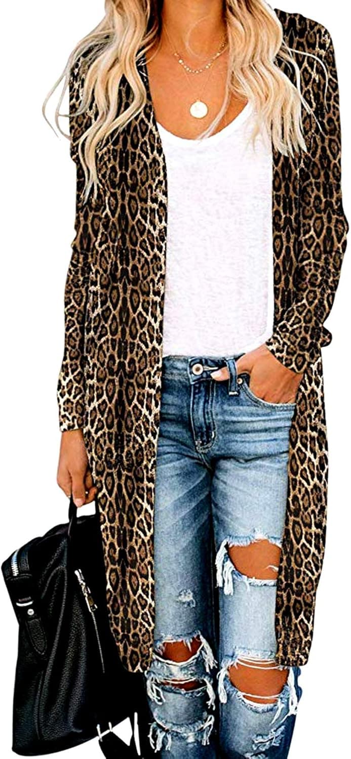 Women's Casual Long Open Front Drape Lightweight Duster High Low Hem Maxi Long Sleeve Cardigan(S-3XL)