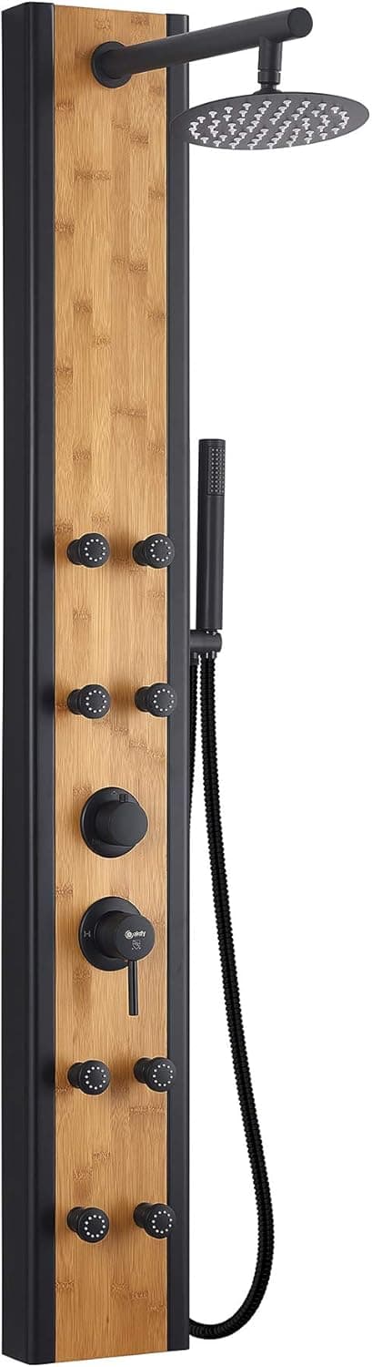 57 In. 8-Jet Multifunction Shower Panel System With Adjustable Rainfall Shower Head
