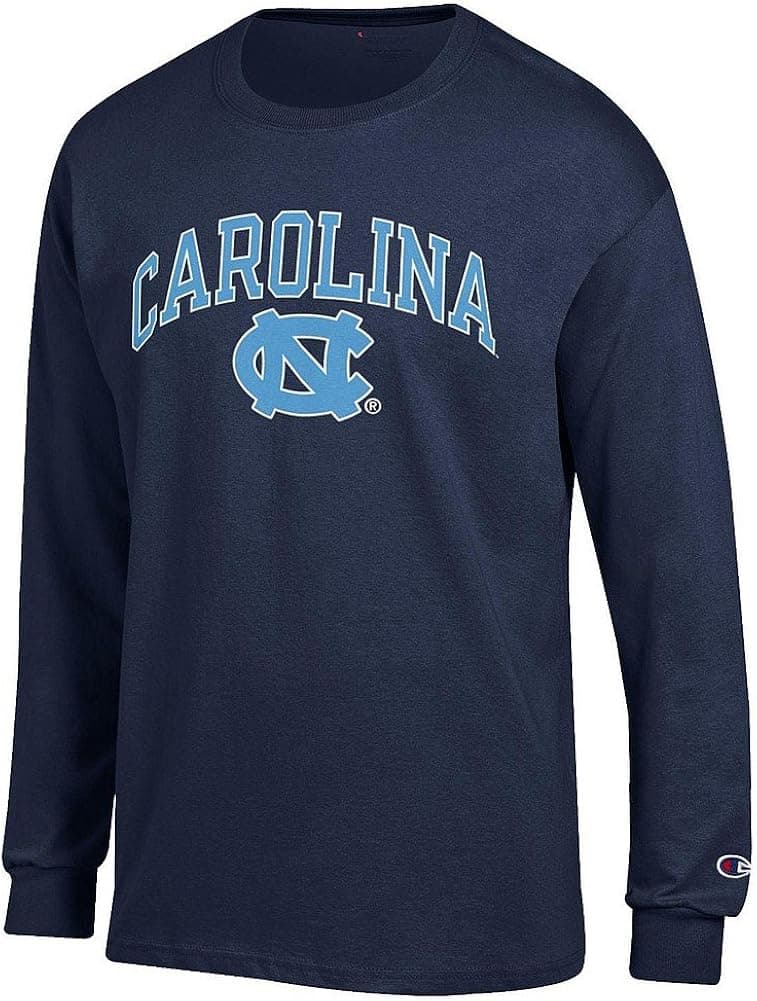 Elite Fan Shop North Carolina Tar Heels Long Sleeve Tshirt Varsity Navy - Large
