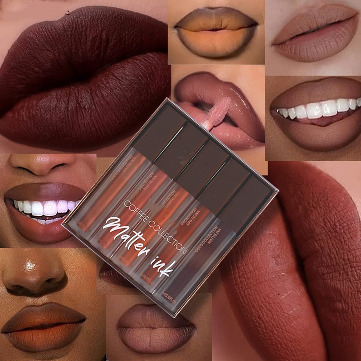 MAEPEOR Matte Liquid Lipstick 5 Colors Neutral Nude High-pigmented Lipstick Long-lasting Non-Stick Cup Not Fade Lip Combo Set for All Skin