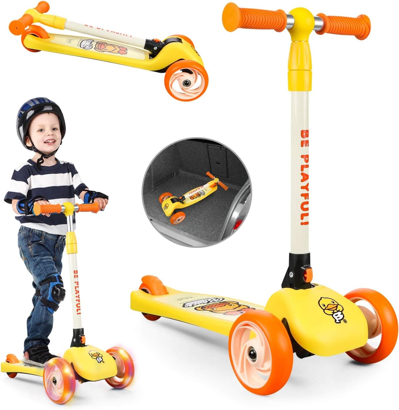 Foldable One-legged Glide 3-Wheeled Scooter for kids - PU Flash Wheels - Handlebar Height Adjustment - Best Outdoor Sports for Boys and Girls Ages 3-8 Years Old The Perfect Christmas Birthday Gift…