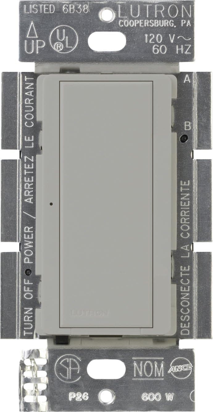 Lutron Digital Dimmer Switch for Halogen and Incandescent Bulbs, 120-Volt/8-Amp, Single-Pole or Multi-Location, MA-S8AM-GR, Gray